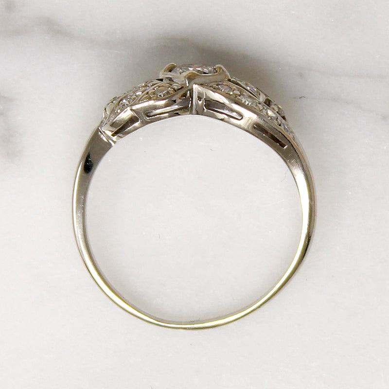 Romantic 1940s Diamond & White Gold Ring 