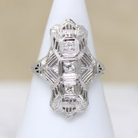 Striking Diamond & White Gold Filigree Knuckle Ring