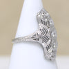 Striking Diamond & White Gold Filigree Knuckle Ring