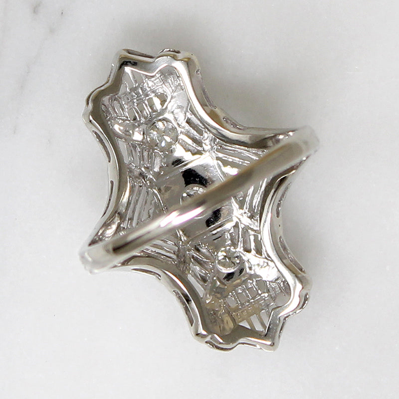 Striking Diamond & White Gold Filigree Knuckle Ring