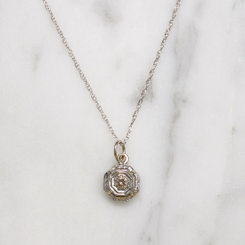 Octagonal Art Deco Diamond Pendant