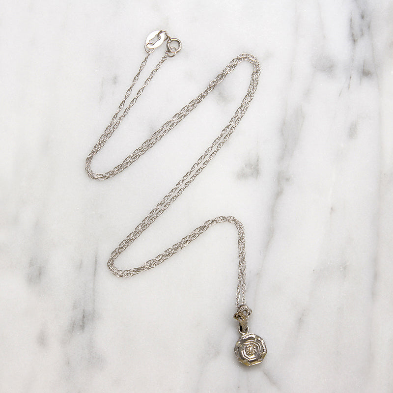 Art Deco Diamond & White Gold Octagon Pendant