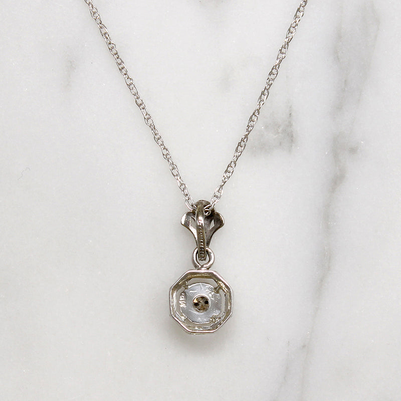 Art Deco Diamond & White Gold Octagon Pendant