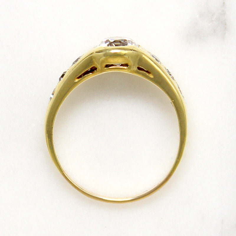 Chic Modernist Diamond & 18k Engagement Ring