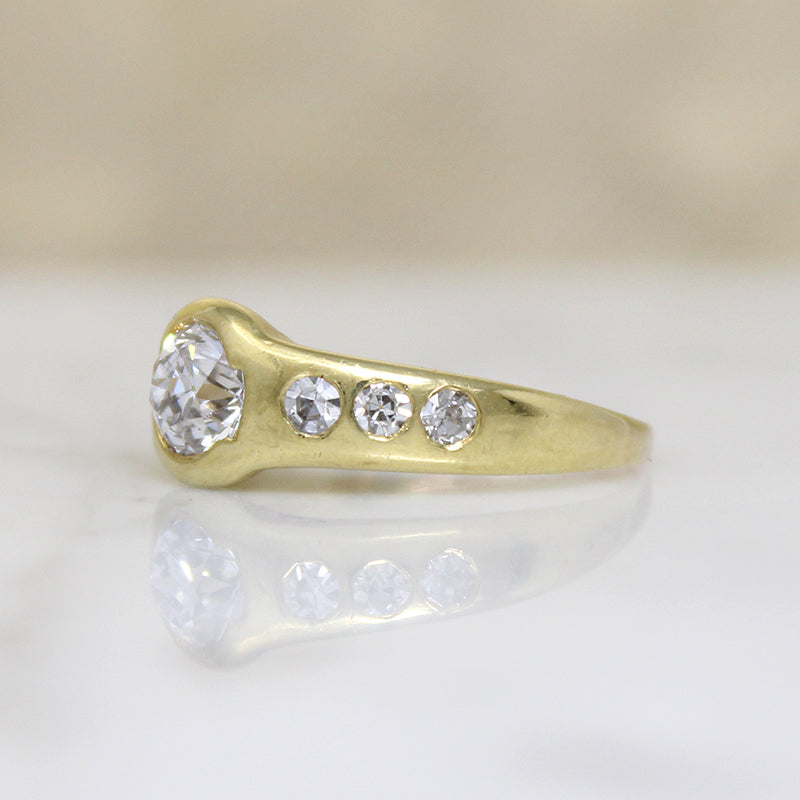 Chic Modernist Diamond & 18k Engagement Ring