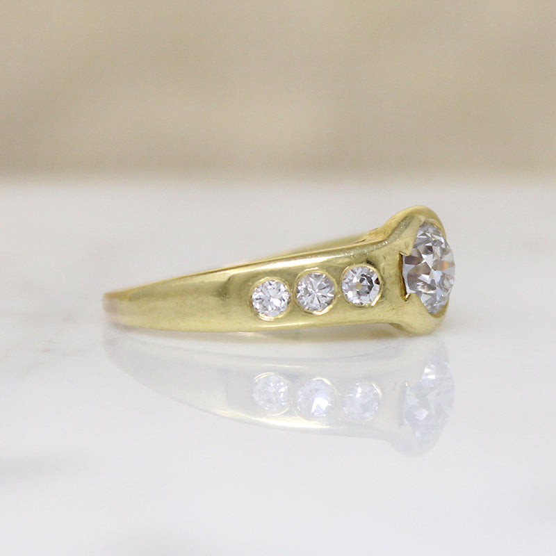 Chic Modernist Diamond & 18k Engagement Ring