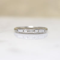 Baguette & Round Diamonds in Platinum Retro Band