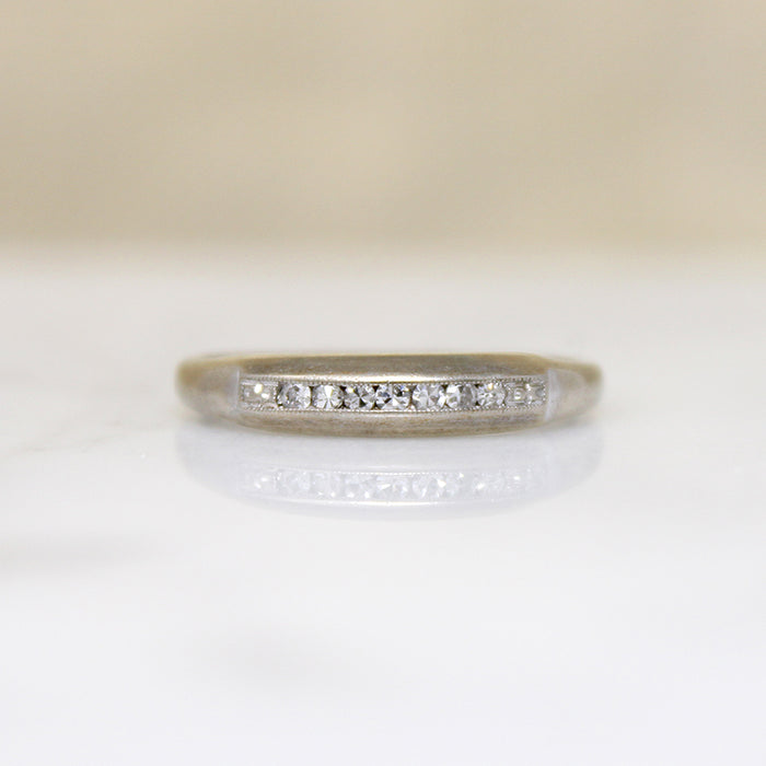 Sleek & Slender Diamond Band with Tiny Engraved Flowers