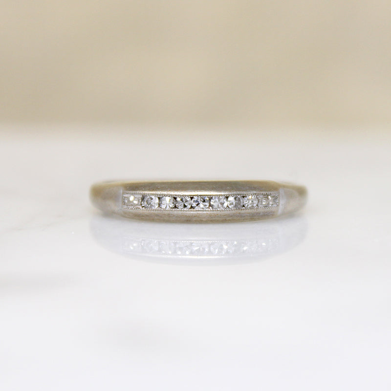 Sleek & Slender Diamond Band with Tiny Engraved Flowers