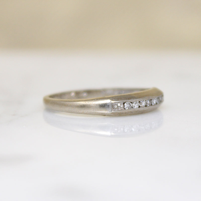 Sleek & Slender Diamond Band with Tiny Engraved Flowers