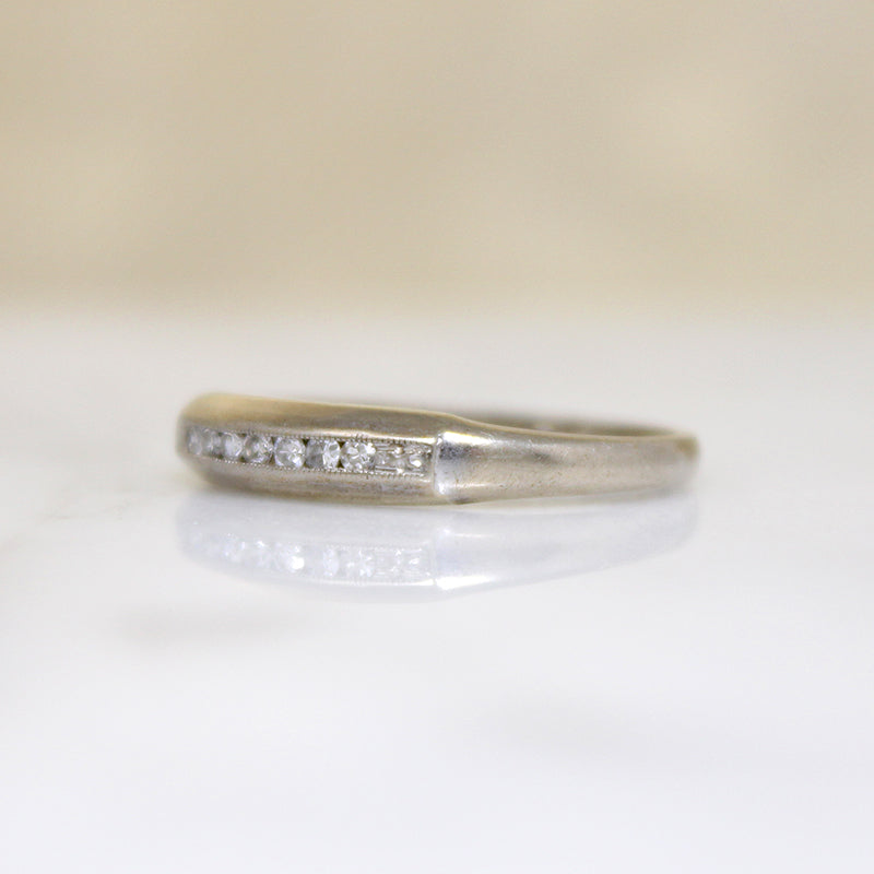 Sleek & Slender Diamond Band with Tiny Engraved Flowers