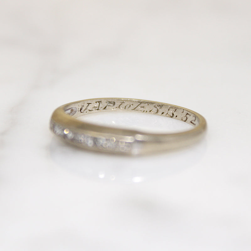 Sleek & Slender Diamond Band with Tiny Engraved Flowers