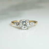 Pretty Old Euro Diamond Two-Tone Engagement Ring