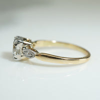 Pretty Old Euro Diamond Two-Tone Engagement Ring