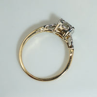 Pretty Old Euro Diamond Two-Tone Engagement Ring