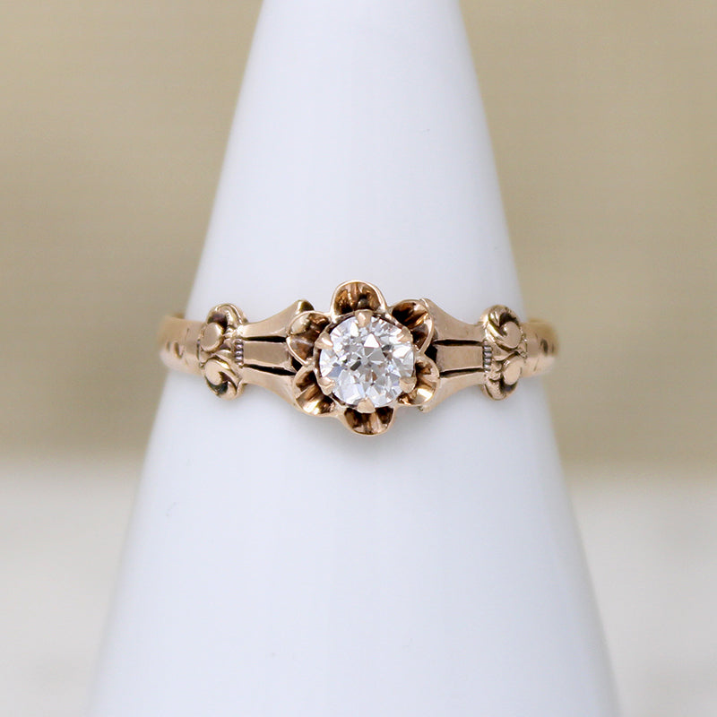 Classic Victorian Diamond Buttercup Solitaire Ring