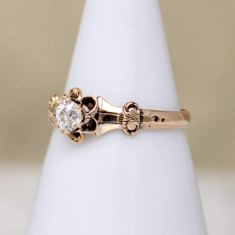 Classic Victorian Diamond Buttercup Solitaire Ring