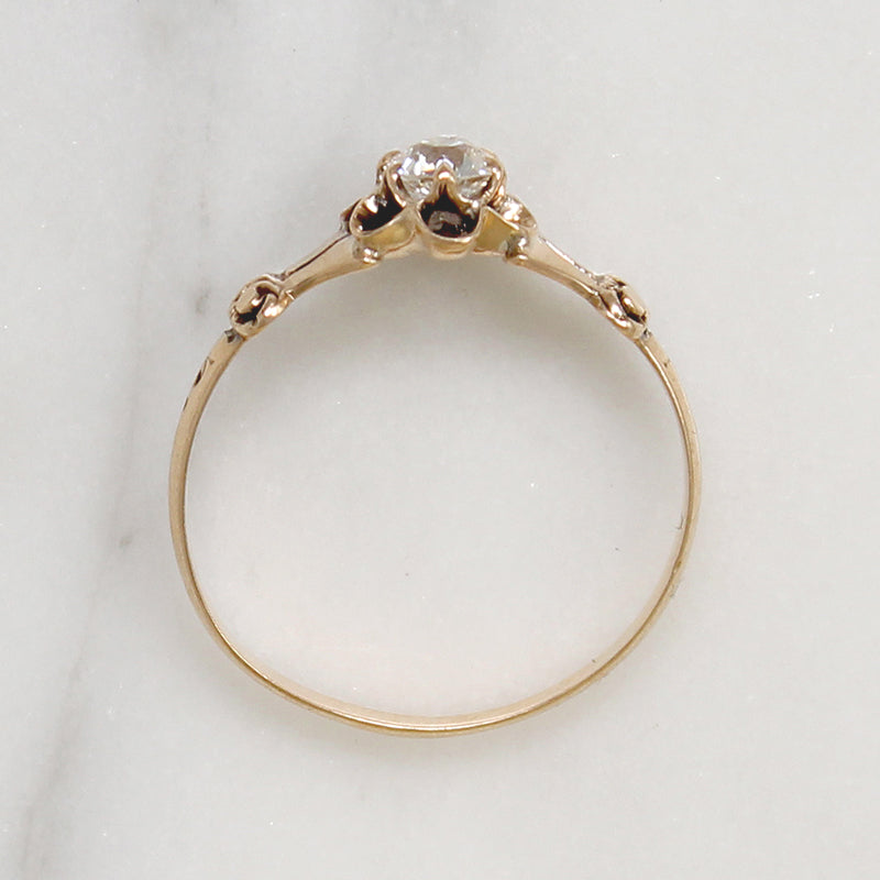 Classic Victorian Diamond Buttercup Solitaire Ring