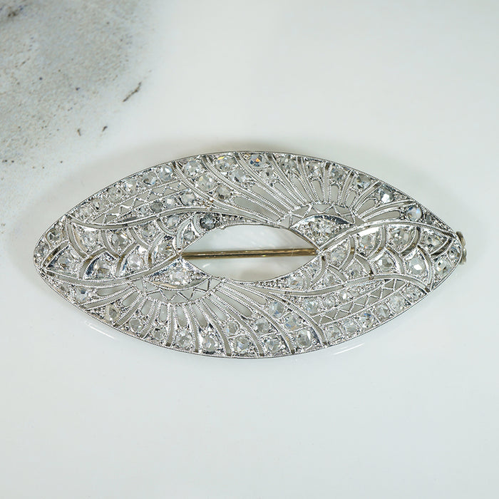 Belle Epoch Beauty Platinum and Rose Cut Diamond Brooch