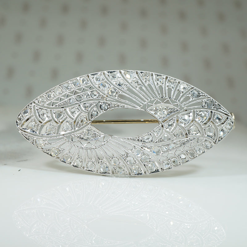 Belle Epoch Beauty Platinum and Rose Cut Diamond Brooch