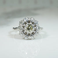 Alluring Platinum Diamond Halo Ring c1950