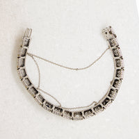 Old Mine Cut Diamond & Sapphire Filigree Line Bracelet