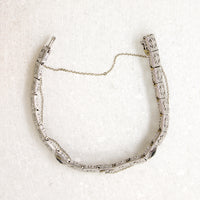 Old Mine Cut Diamond & Sapphire Filigree Line Bracelet