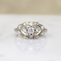Diamonds & Flowers Romantic 1930s Engagement Ring