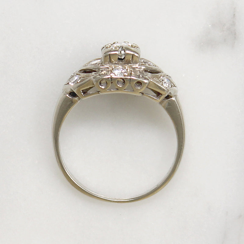 Diamonds & Flowers Romantic 1930s Engagement Ring