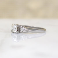 Old Euro Diamond in Classic Platinum Engagement Ring
