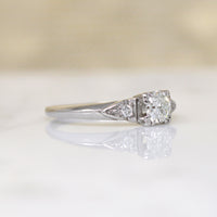 Old Euro Diamond in Classic Platinum Engagement Ring