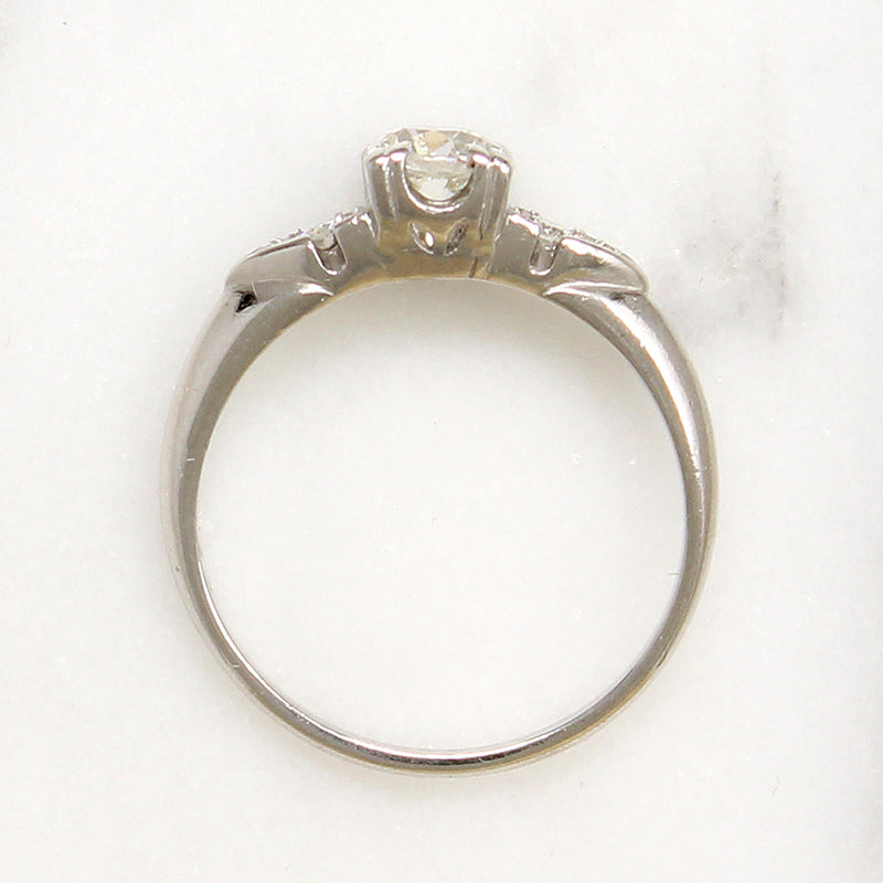 Old Euro Diamond in Classic Platinum Engagement Ring