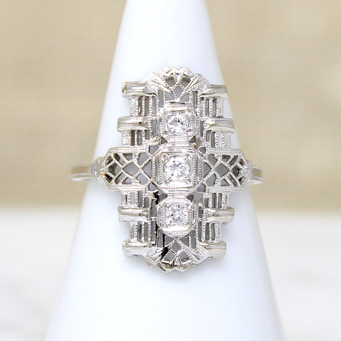 Enchanting Diamond & White Gold Filigree Knuckle Ring