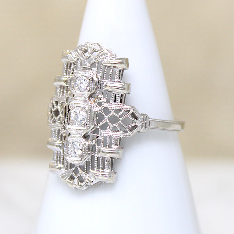 Enchanting Diamond & White Gold Filigree Knuckle Ring