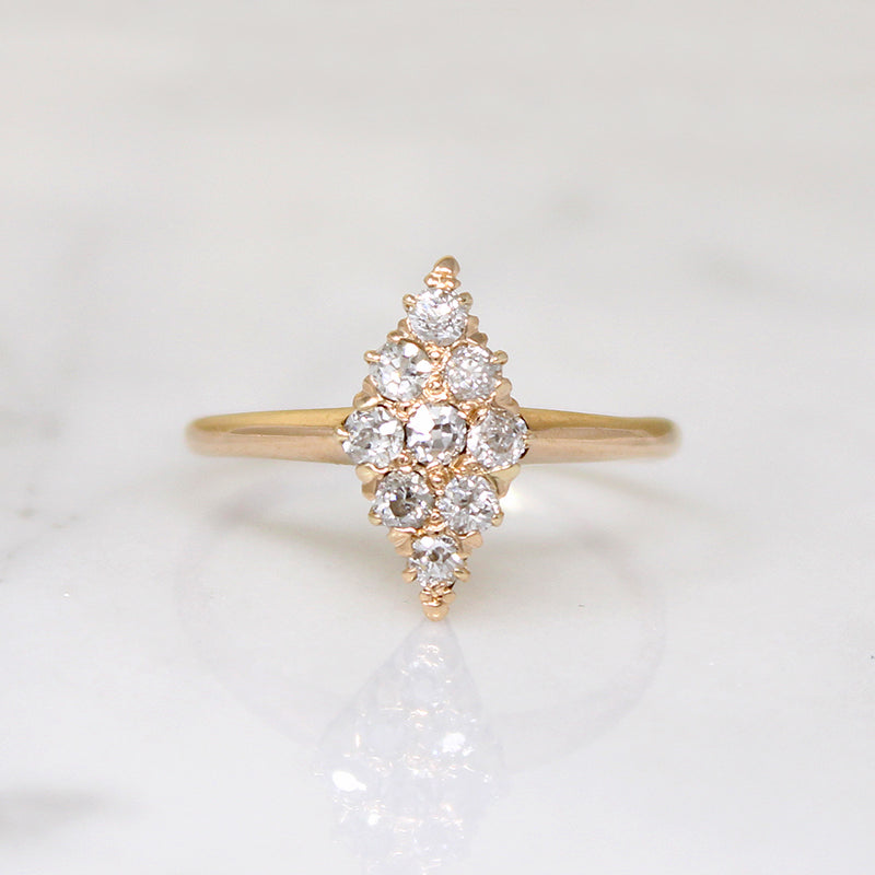 Fierce Little Old Mine Cut Diamond Navette Ring