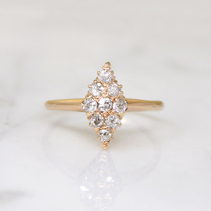 Fierce Little Old Mine Cut Diamond Navette Ring