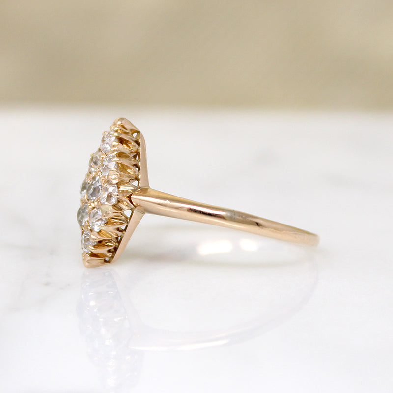 Fierce Little Old Mine Cut Diamond Navette Ring