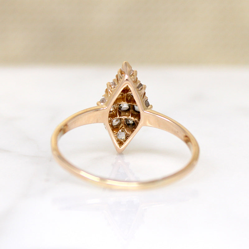 Fierce Little Old Mine Cut Diamond Navette Ring