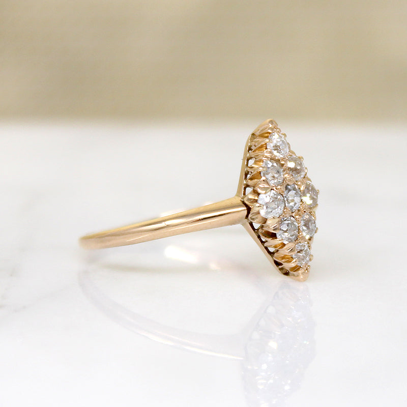 Fierce Little Old Mine Cut Diamond Navette Ring