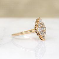 Fierce Little Old Mine Cut Diamond Navette Ring