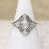 Platinum Filigree & Diamond Quatrefoil Ring c.1915