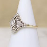 Platinum Filigree & Diamond Quatrefoil Ring c.1915