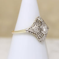 Platinum Filigree & Diamond Quatrefoil Ring c.1915