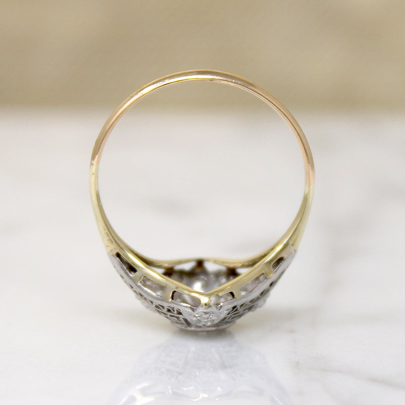 Platinum Filigree & Diamond Quatrefoil Ring c.1915