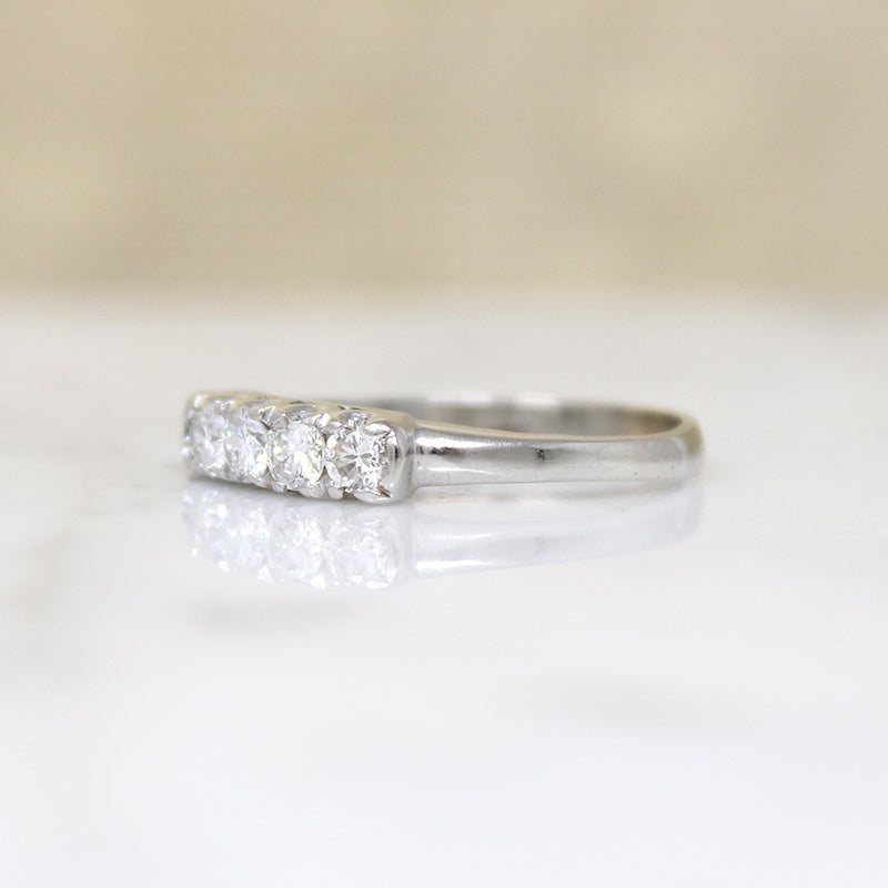 Sparkling Five Diamond & Platinum Wedding Band