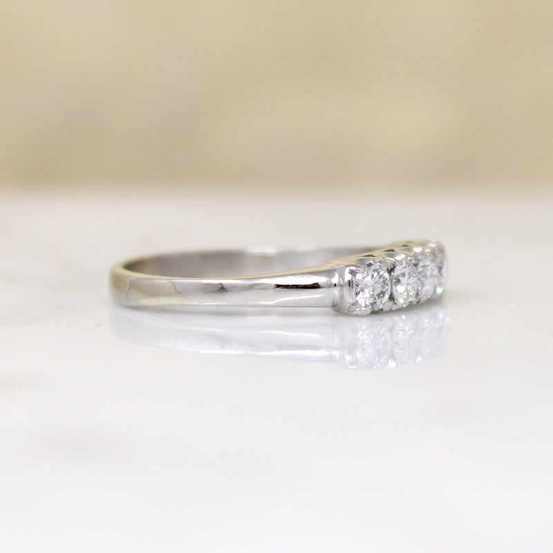 Sparkling Five Diamond & Platinum Wedding Band