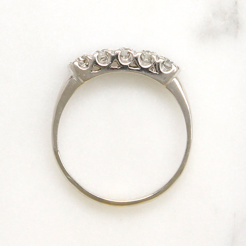 Sparkling Five Diamond & Platinum Wedding Band