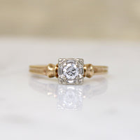 Appealing Two-Tone Retro Diamond Solitaire Ring