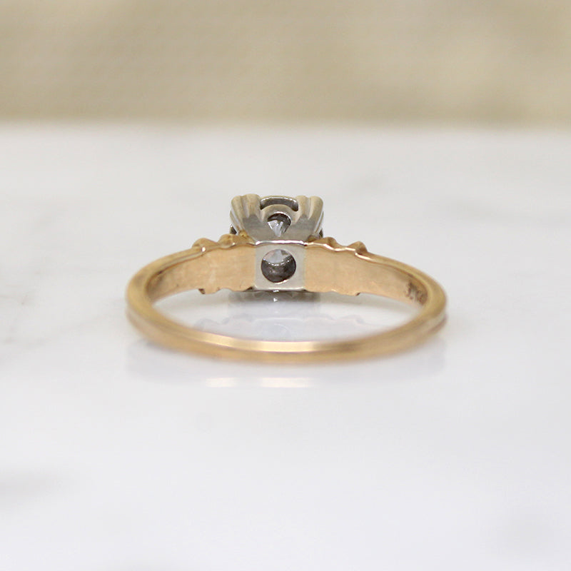 Appealing Two-Tone Retro Diamond Solitaire Ring
