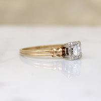 Appealing Two-Tone Retro Diamond Solitaire Ring